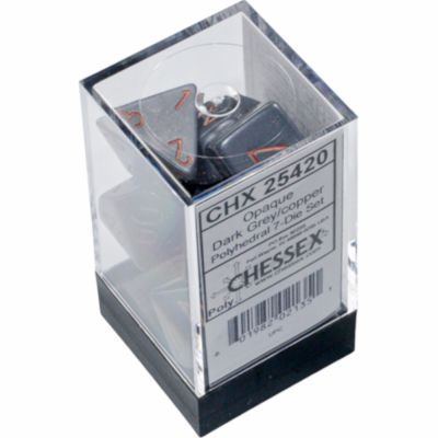 Ds et Gemmes Jeu de Rle Chessex - Set de 7 ds - Assortiments Jeux de Rles - Opaque - Gris Fonc/Cuivre