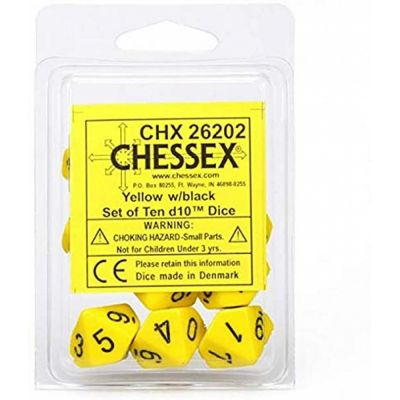 Ds et Gemmes Jeu de Rle set de 10 ds 10 units Jaune/Noir CHX26202