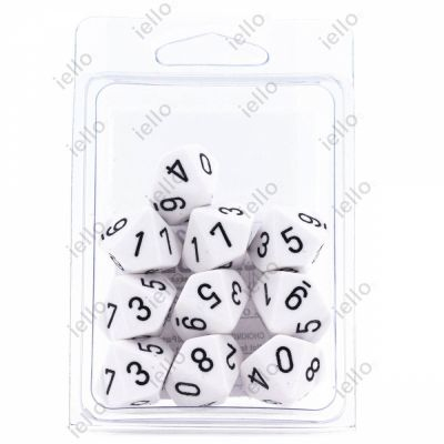 Ds et Gemmes Jeu de Rle set de 10 ds 10 units Blanc/Noir