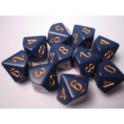 Ds et Gemmes Jeu de Rle set de 10 ds 10 units Bleu Gris/Or