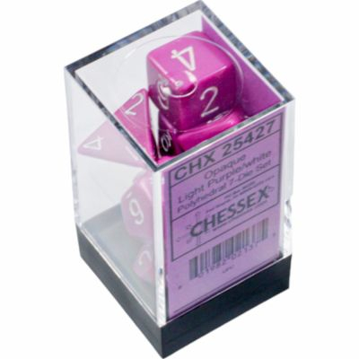 Dés Jeu de Rôle Chessex - Set de 7 dés - Assortiments Jeux de Rôles - Opaque - Violet Clair/Blanc - CHX25427