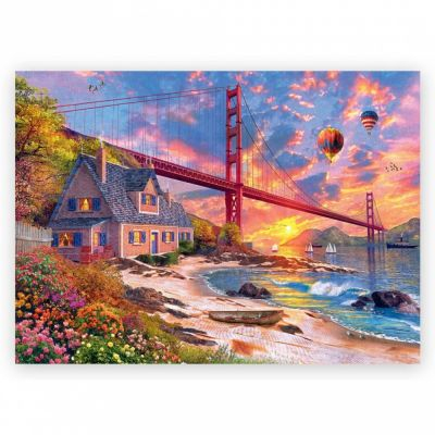 Puzzle Rflexion Trefl Woodcraft Origin : Sunset at Golden Gate (1000 pcs)