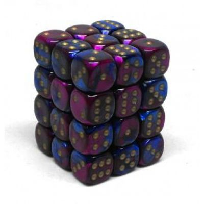 Ds  Chessex - Set de 36 Ds -  6 Faces Couleur - Gemini - Bleu - Violet/Or - CHX26828