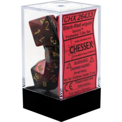 Ds  Chessex - Set de 7 ds - Assortiments Jeux de Rles - Gemini - Noir-Rouge/Or