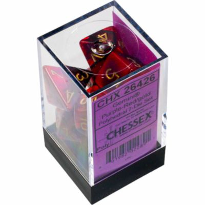 Ds  Chessex - Set de 7 ds - Assortiments Jeux de Rles - Gemini - Violet-Rouge/Or