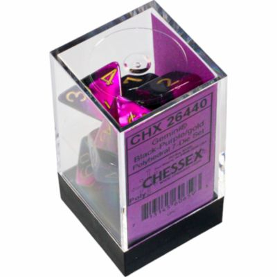 Ds  Chessex - Set de 7 ds - Assortiments Jeux de Rles - Gemini - Noir - Violet/Or - CHX26440