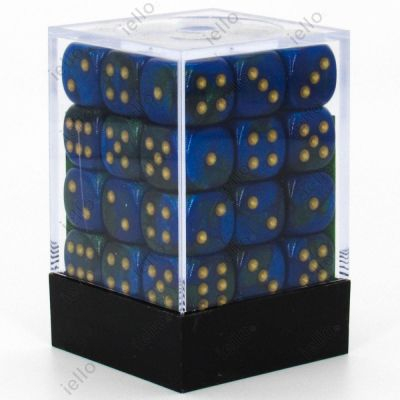 Ds  Chessex - Set de 36 Ds -  6 Faces Couleur - Gemini - Bleu - Vert/Or