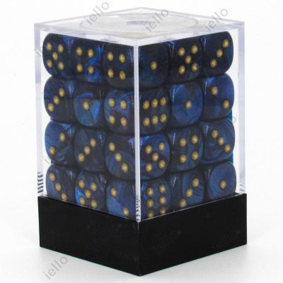 Ds et Gemmes  Chessex - Set de 36 Ds -  6 Faces Couleur - Scarab - Bleu Royal/Or