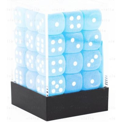 Ds et Gemmes Jeu de Rle Chessex - Set de 36 Ds -  6 Faces Couleur - Frosted - Bleu Sarcelle/ Blanc