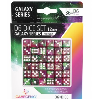Ds et Gemmes  Galaxy series - Aurora - Set de 36 ds de 6