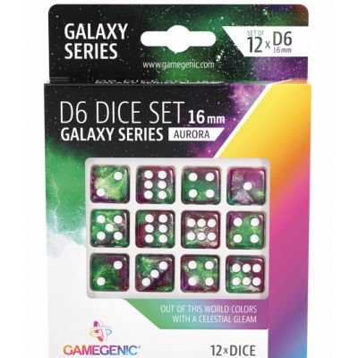 Ds et Gemmes  Galaxy series - Aurora - Set de 12 ds de 6