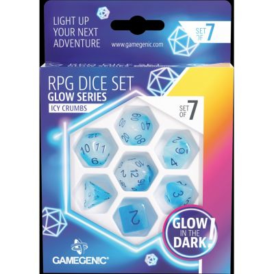 Dés  Glow series - Icy Crumbs - Set de 7 dés JDR