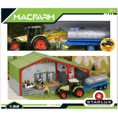   Starlux - Macfarm : Agriculture Tracteur CLAAS avec remorque + Laiterie