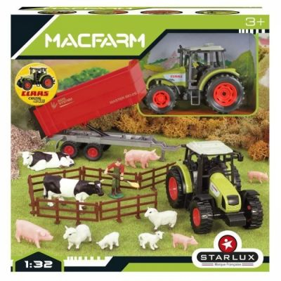   Starlux - Macfarm : Tracteur CLAAS avec remorque + Fermier et animaux