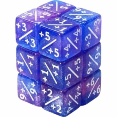 D�s et Gemmes Jeu de R�le D�s 6 modificateur positif � l'unit� (Bleu Violet Paillet� Blanc)