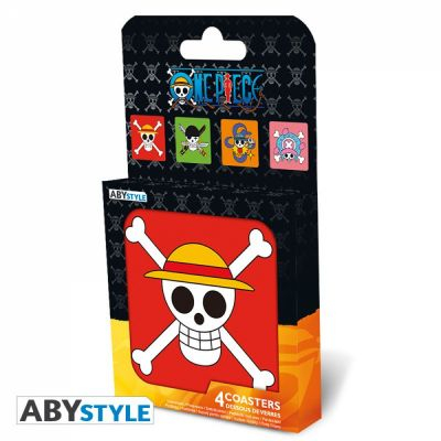 Casquette, Sac, Accessoires One Piece Card Game Set de 4 dessous de verre Skulls
