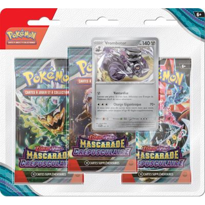 Tripack 3 Boosters Pokmon EV06 Ecarlate et Violet - Mascarade Crpusculaire : Vrombotor