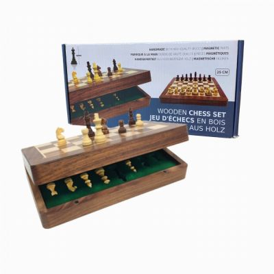 Jeu de Plateau Stratgie Jeu D'checs en Bois 25cm : Coffret pliable et pices magntiques