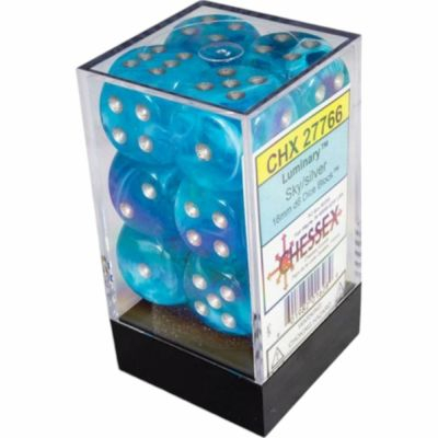 Ds et Gemmes Jeu de Rle Chessex - Set de 12 Ds -  6 Faces Couleur - Luminary - Sky/Silver - CHX 27766