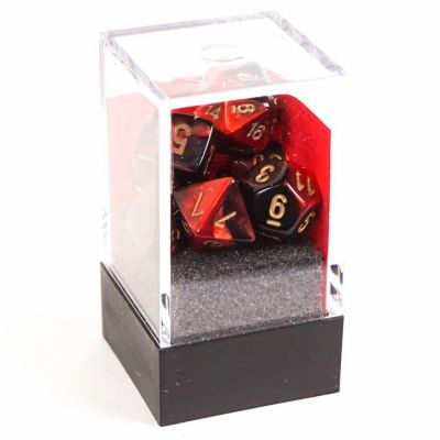 Ds et Gemmes Jeu de Rle Chessex - Set de 7 ds - Assortiments Jeux de Rles - Gemini Mini-Polyhedral Black-Red / Gold - CHX20633