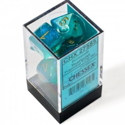 Ds et Gemmes Jeu de Rle Chessex - Set de 7 ds - Assortiments Jeux de Rles - Borealis - Teal/Gold - CHX27585