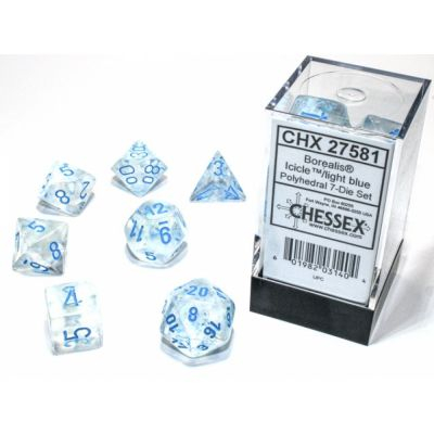 Ds et Gemmes Jeu de Rle Chessex - Set de 7 ds - Assortiments Jeux de Rles  - Borealis - Icicle/light blue - CHX 27581