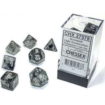 Ds et Gemmes Jeu de Rle Chessex - Set de 7 ds - Assortiments Jeux de Rles  - Borealis - Light Smoke/silver - CHX 27578