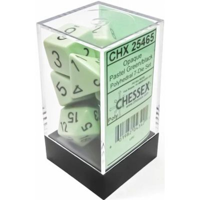 Ds et Gemmes Jeu de Rle Chessex - Set de 7 ds - Assortiments Jeux de Rles  - Opaque - Pastel Green/black - CHX 25465