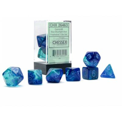 Ds et Gemmes Jeu de Rle Chessex - Set de 7 ds - Assortiments Jeux de Rles  - Gemini - Blue-Blue/light blue - CHX 26463