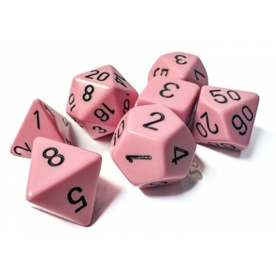 Ds et Gemmes Jeu de Rle Chessex - Set de 7 ds - Assortiments Jeux de Rles  - Opaque Pastel Pink/black- CHX 25464