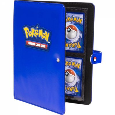 Portfolio A5 - 4 Cases Pokmon Ultra Pro Premium  - Simili Cuir Blue Snap Binder - 20 pages de 4 cases (160 cartes recto-verso)