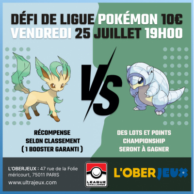 Evnements Pokmon Dfi de Ligue Pokmon - Vendredi 25 Juillet  19h00 - Oberkampf