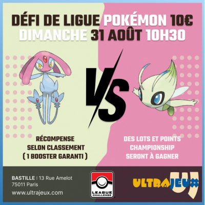 Evnements Pokmon Dfi de Ligue Pokmon - Dimanche 31 Aot  10h30 - Bastille