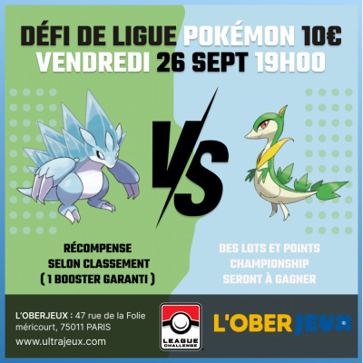 Evnements Pokmon Dfi de Ligue Pokmon - Vendredi 26 Septembre  19h00 - Oberkampf