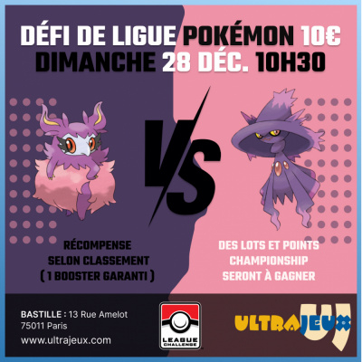 Evnements Pokmon Dfi de Ligue Pokmon - Dimanche 28 Dcembre  10h30 - Bastille