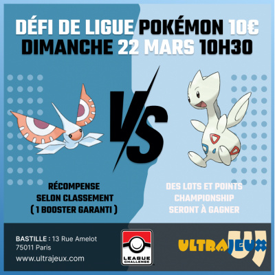 Evnements Pokmon Dfi de Ligue Pokmon - Dimanche 22 Mars  10h30 - Bastille
