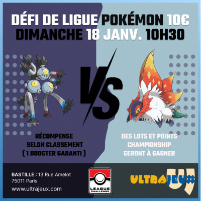 Evnements Pokmon Dfi de Ligue Pokmon - Dimanche 18 Janvier  10h30 - Bastille