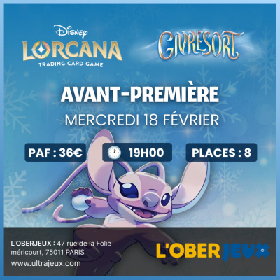 Ev�nements Lorcana Tournoi d'Avant-Premi�re - Lorcana - Givresort - Mercredi 18 F�vrier 2026 � 19h30 - Oberkampf