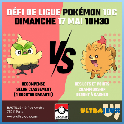 Ev�nements Pok�mon D�fi de Ligue Pok�mon - Dimanche 17 Mai � 10h30 - Bastille