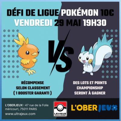 Ev�nements Pok�mon D�fi de Ligue Pok�mon - Vendredi 29 Mai � 19h30 - Oberkampf