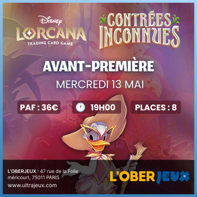Ev�nements Lorcana Tournoi d'Avant-Premi�re - Lorcana - Contr�es Inconnues - Mercredi 13 Mai 2026 � 19h00 - Oberkampf
