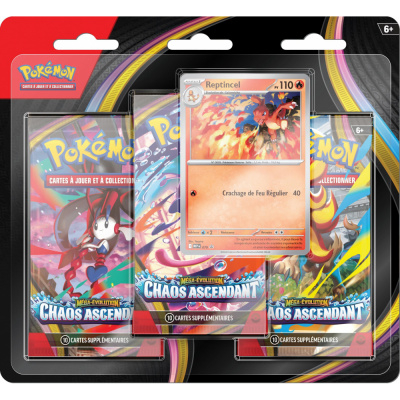 Tripack 3 Boosters Pok�mon ME04 M�ga-�volution - Chaos Ascendant : Reptincel