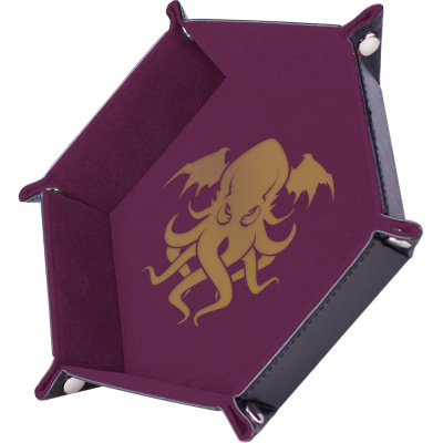 Piste de D�s - Cthulhu Dor�/Violet - Dice Tray 19 x19 cm - Cuir et velours