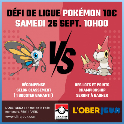 Ev�nements Pok�mon D�fi de Ligue Pok�mon - Samedi 26 Septembre � 10h - Oberkampf