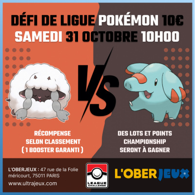 Ev�nements Pok�mon D�fi de Ligue Pok�mon - Samedi 31 Octobre � 10h - Oberkampf