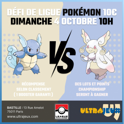 Ev�nements Pok�mon D�fi de Ligue Pok�mon - Dimanche 4 Octobre � 10h30 - Bastille