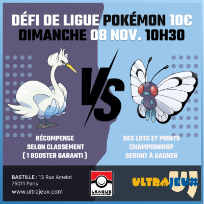 Ev�nements Pok�mon D�fi de Ligue Pok�mon - Dimanche 8 Novembre � 10h30 - Bastille