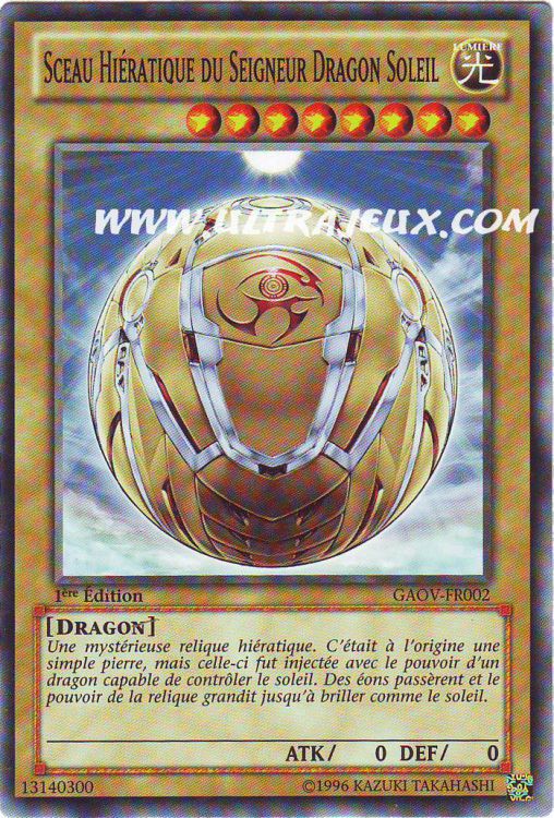 Yu-Gi-Oh Sceau Hiératique du Seigneur Dragon Soleil GAOV-FR002